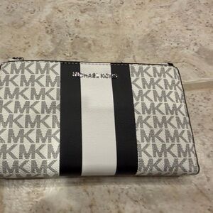 Michael Kors Black and White Monogram Clutch